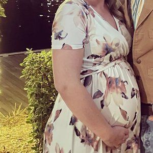 White Floral Maternity Dress